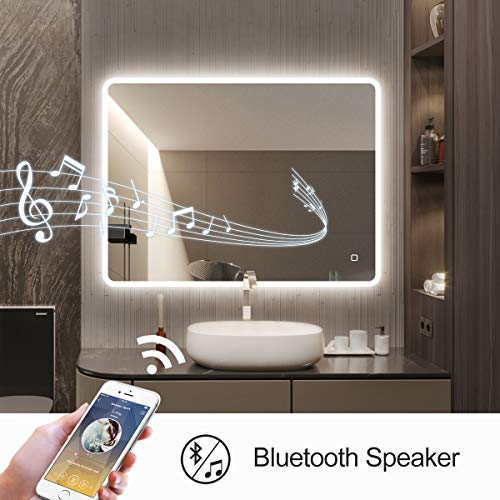 S'bagno 600 x 800 mm LED Illuminated Bathroom Mirror [IP44 Rated] Rectangular Backlit Wall Mounted Mirror with Touch Sensor Switch/Dimming Function/Demister pad
