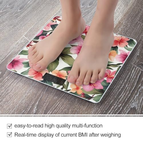 Báscula digital de baño con diseño floral hawaiano miniatura 5