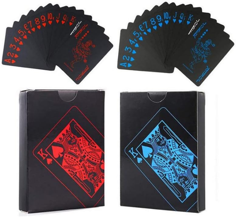 SUMAG Playing Card Poker Game Deck Poker Suit Plastic Magic Waterproof Deck of Card Magic Water Gift Collection Cards (Black-Blue)