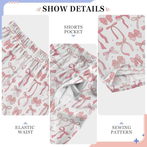Pfrewn Pajama Pants Pink Ribbon Bow Doodle Casual Comfy Lounge Sleepwear Bottoms with Pockets, M4