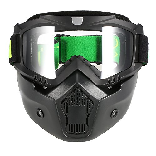 KKmoon Mortorcycle Mask Detachable Goggles and Mouth Filter for Open Face Helmet Motocross