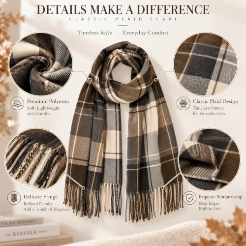 Women's Fall-Winter-Warm-Scarf with Tassels Lightweight Solid Shawl Wrap - Image 4