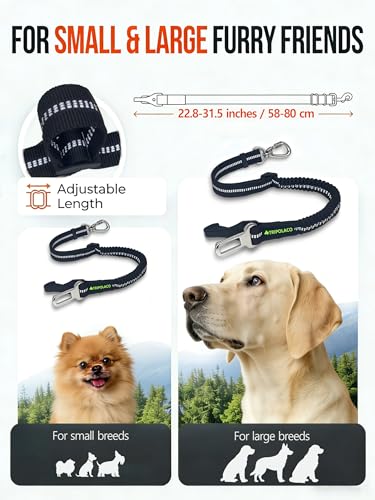 TRIPOLACO Hundegurt fürs Auto - Verstellbarer Anschnallgurt mit Rückdämpfung- Sicherheitsgurt mit ISOFIX Anschluss für Alle Hunderassen & Autotypen
