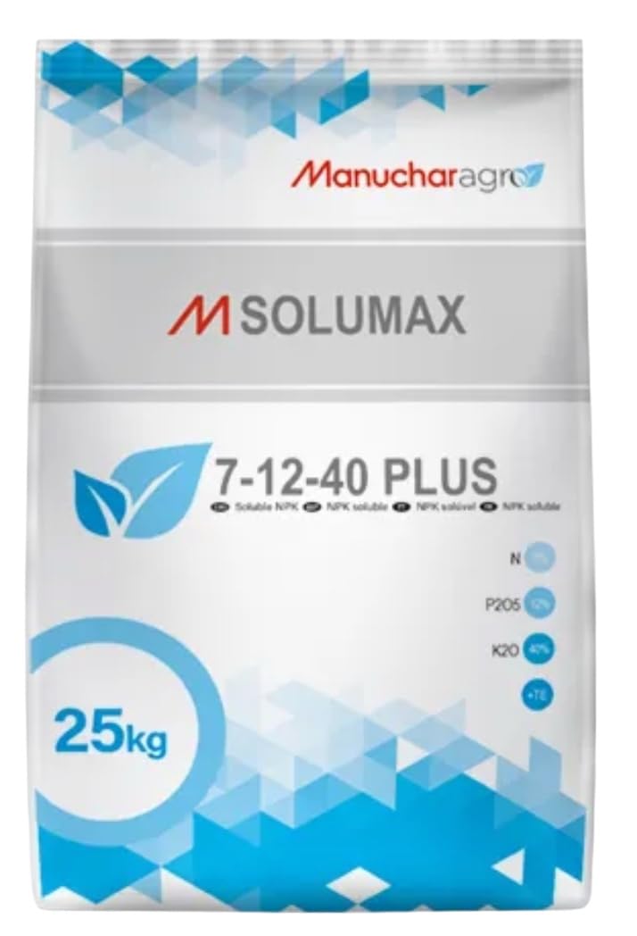 Abono maduracion engorde riego y foliar hidrosoluble NPK 7-12-40 con microelementos.25kg Válido para fertirrigacion.
