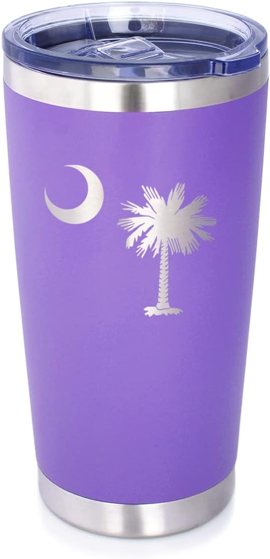 Custom South Carolina Flag - Personalized Insulated Coffee Tumbler Cup with Sliding Lid - Stainless Steel Insulated Mug - State Themed Drinking Decor and Gifts for South Carolinian Women & Men