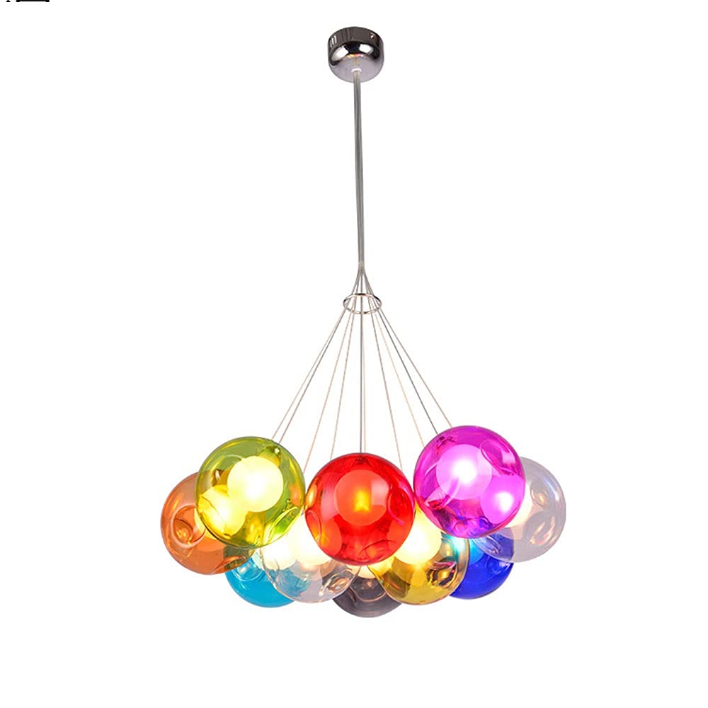Lustre 10 têtes de boule en verre pour éclairer une grande table à manger