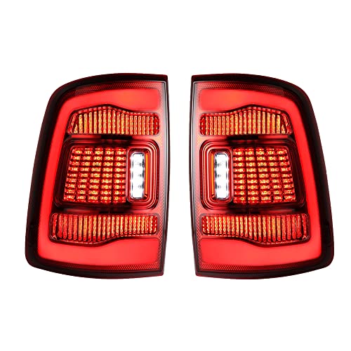 Astra Depot Red Clear Lens Running Reverse Brake Turn Signal Tail Light Assembly Compatible with 2009-2018 Dodge RAM 1500 2500 3500