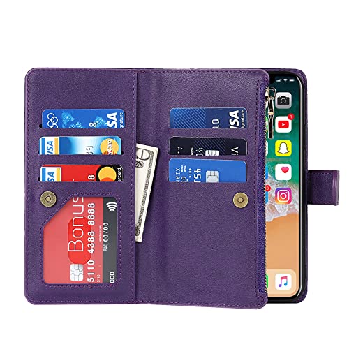 Jaorty Iphone Xs Max Phone Case Wallet For Women Men With Credit Card Holder, Iphone Xs Max Crossbody Case With Strap Shoulder Lanyard, Zipper Pocket Pu Leather Cases For Iphone Xs Max,6.5" Purple #TOP4