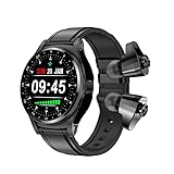 XINDADA TWS Montre intelligente 2 en 1 avec écran HD 3,5 cm Bluetooth enregistrement des appels, chronomètre, télécommande NFC et moniteur de santé (noir)