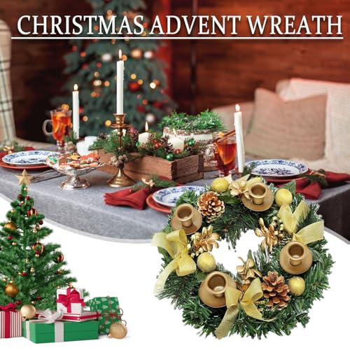 Centre de table de Noël avec couronne de bougies traditionnelles - 3