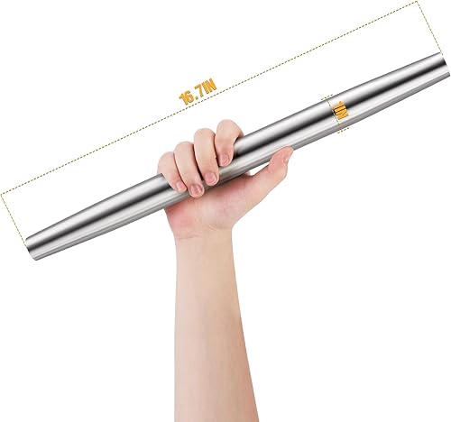 Miniatura 3 de Rodillo de acero inoxidable liso, rodillo para hornear fondant, pizza, pastel, pastelería, pasta, masa, galletas (16.7 pulgadas + esterilla)