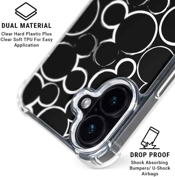 Skinit Clear Phone Case Compatible with iPhone 16 - Officially Licensed Disney Mickey Mouse Logo Pattern Design