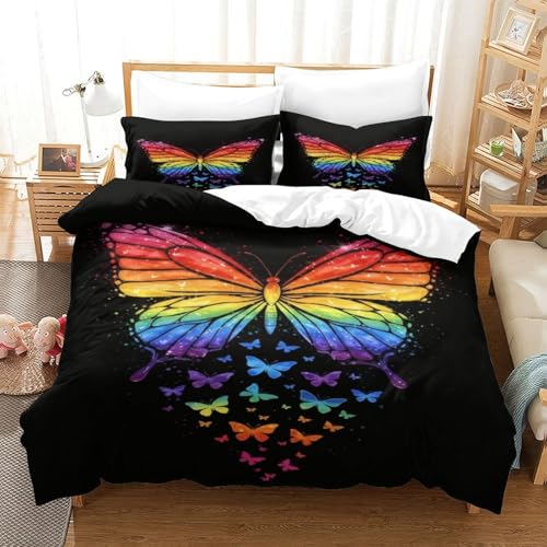 Parure de Lit Papillon Arc-en-Ciel 3D pour Créer un Cocon Douillet dans une Chambre d'Ado - 3
