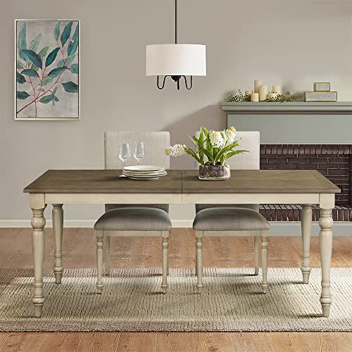Martha Stewart Fiona Solid Wood Dining Table, Rectangular With Rustic Metal Truss Accent,Trestle Legs, Easy Assembly, Industrial Country, For Kitchen, Entryway, Family, Or Bedroom - Light Grey #TOP1
