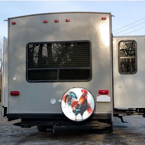 Image of Dujiea Bright-Colored Rooster Spare Tire Cover, Universal Wheel Tire Cover Waterproof Dust-Proof Tire Protectors for Trailer Rv SUV Truck Camper and Many Vehicle 14 15 16 17 Inch