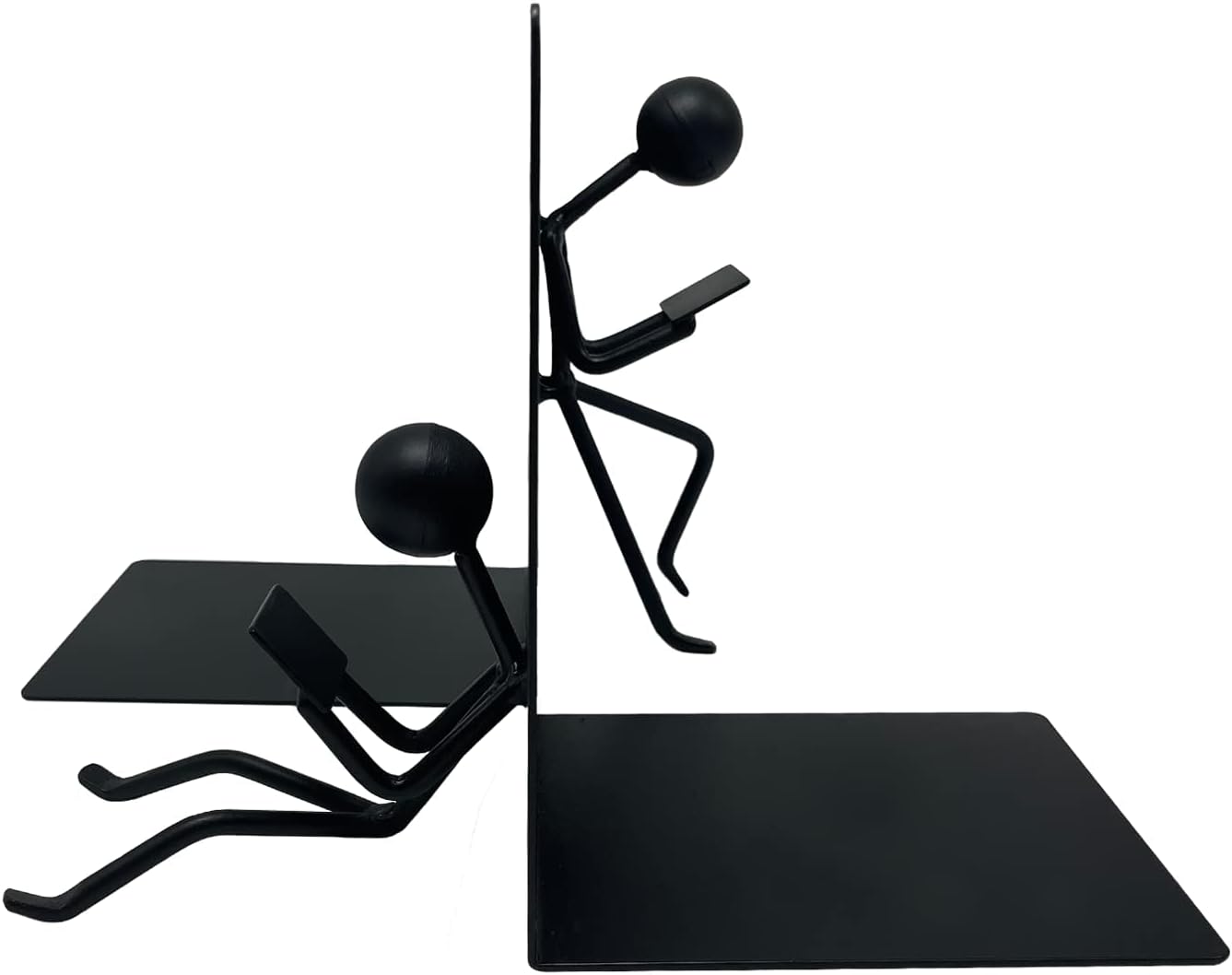 Ottimo Heavy Duty Metal Unique Office Desk Bookends for use as Bookshelf Decor, Home, Office or Kitchen Shelves. Unique, Cute and Decorative Book Stopper to Hold Books, Great Gift Idea (Black)
