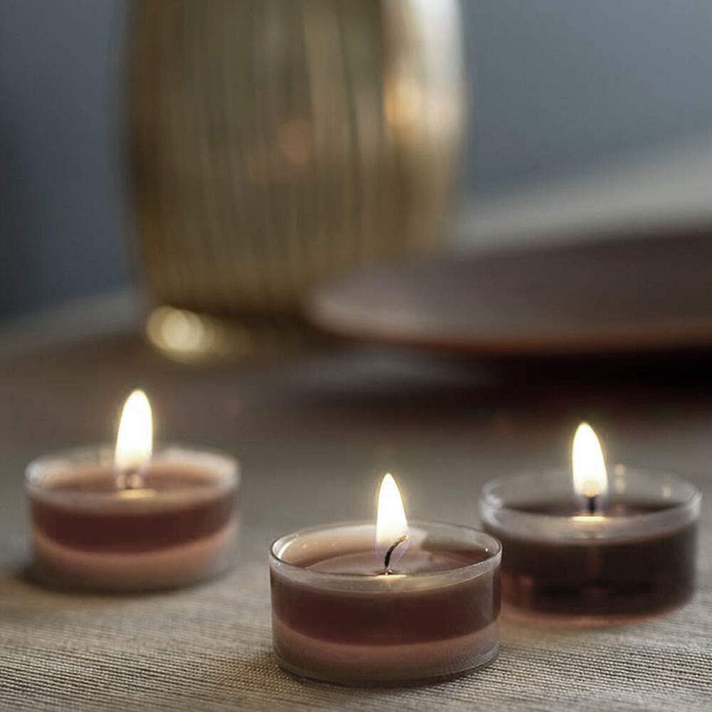 Spaas 30 Scented Clearlights, Tealights in Transparent Clear Cup, ± 4.5 Hours, Exotic Wood