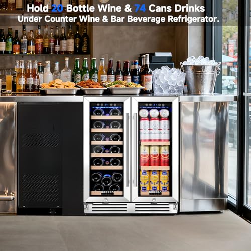 BODEGA 24 Inch Wine and Beverage Refrigerator, Dual Zone Wine and Bar Beverage Cooler, Commercial Black Bar Cooler With 2 Glass Doors, Bar Fridge Hold 19 Bottles and 57 Cans,Built-In or Freestanding. by BODEGA - Image 2