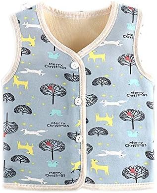 Vinesen 1-pc Little Vest Snaps Closure Baby Boys Sleeveless Jacket Warm Patterns Printed Outwear Waistcoat 5-6 Years Blue Tree
