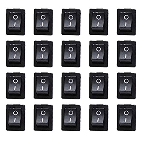 Image of Electronic Spices Rocker Switch, Mini Boat 2 way Switch 10A /125V, 6A /250V SPST Press Button Rocker Switch Car Auto Boat Household Appliances, Black PACK OF 20