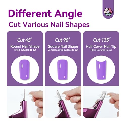 Image of SAVILAND Rose Gold Acrylic Nail Cutters with 15PCS Magnetic Sizer Trimmer | Features sharp trimmer for false tips and acrylic nails. Professional manicure tech tools for salon and DIY home use.