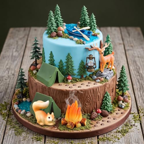 Camping Cake Decorations Camping Party Cupcake Toppers