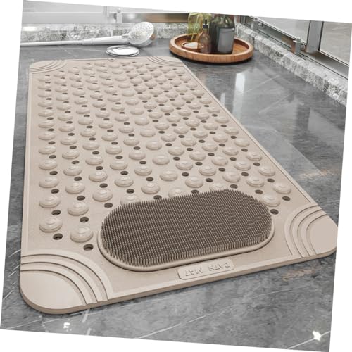 Alfombrilla de ducha beige antideslizante para el baño familiar 5