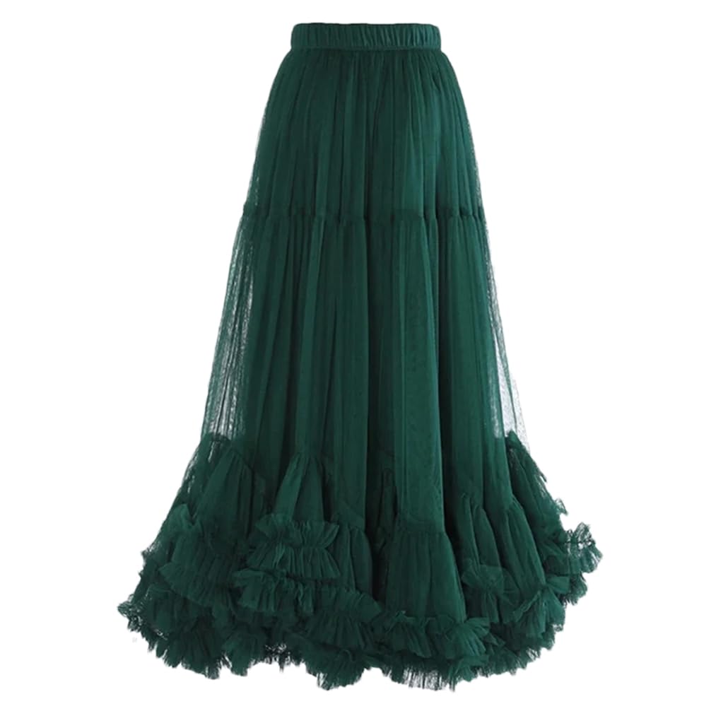 Mujeres Cintura Alta Elástica Volantes Línea Midi Faldas Largas Vestido de Fiesta Midi Falda Midi Media Body