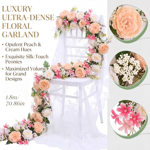 Riceshoot 4 Pcs 6ft Flower Garland with Peony & Rose, Champagne by Riceshoot - Used condition - Image 2