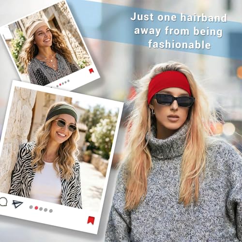 Image of DRESHOW 6 PCS Adjustable Headbands for Women Knotted Headbands Elastic Non-Slip Fashion Hair Bands for Workout Sports Running Yoga