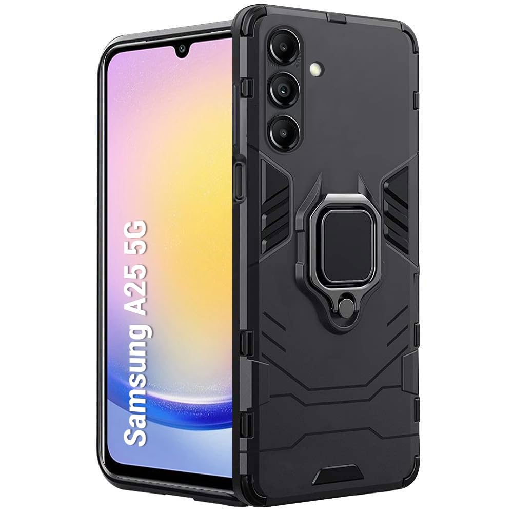TheGiftKart Tough Armor Bumper Back Case Cover for Samsung Galaxy A25 5G | Ring Holder & Kickstand in-Built | 360 Degree Protection Back Case Cover for Samsung Galaxy A25 5G (PC & TPU, Black) (B0CR15RL6C) Amazon Price History, Amazon Price Tracker