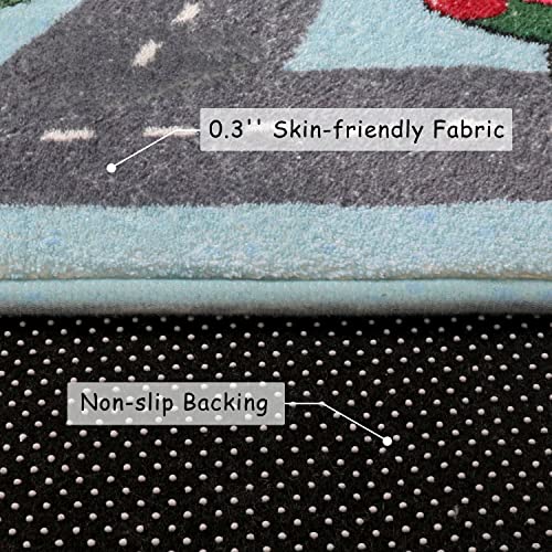 LIVEBOX Large Playroom Rug 5'x7' Kids Play Mat for Classroom, Road Traffic Carpet for Boys Girls Playing Cars Toys, City Life Nursery Car Rug for Toddlers Bedroom Kids Room - Image 6