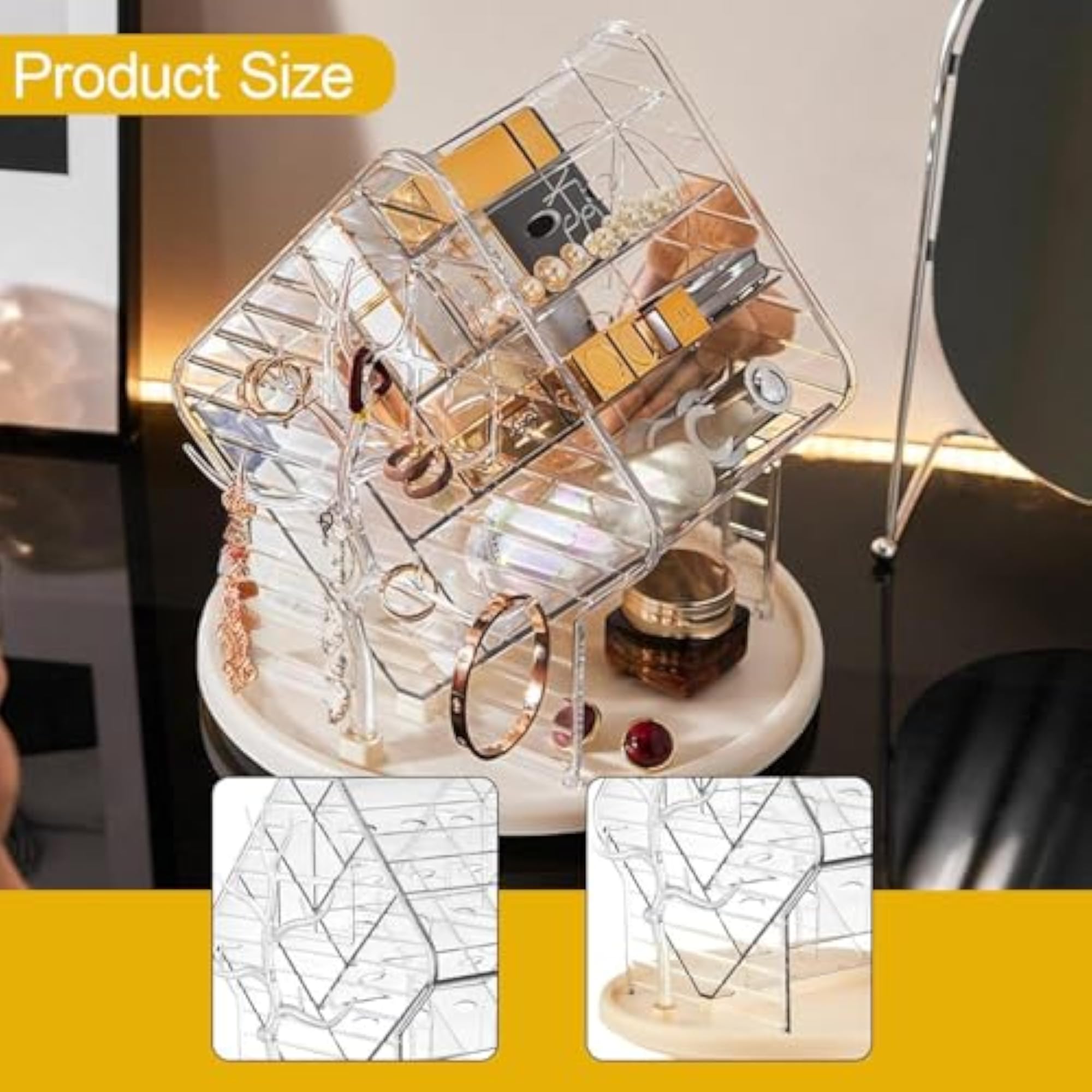 360° Rotating Makeup Brush Holder, Clear