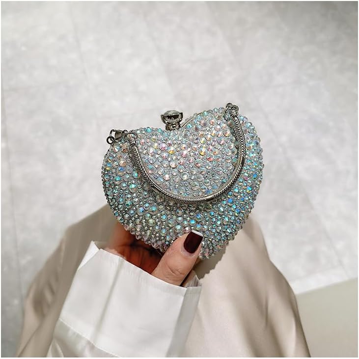 Heart Shaped Acrylic Clutch Purses Mini Purse Sparkling Rhinestone Handbag Clutch
