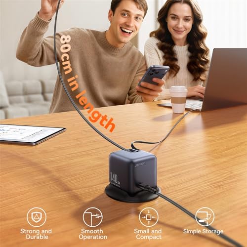 Image of WeFly 140W GaN Charger 5-Port Desktop Fast Charging Station with Retractable Cables - EU Plug