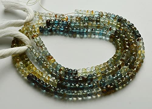 Perles rondelles en aigue-marine mousse naturelle 4-5mm pour création de bijoux