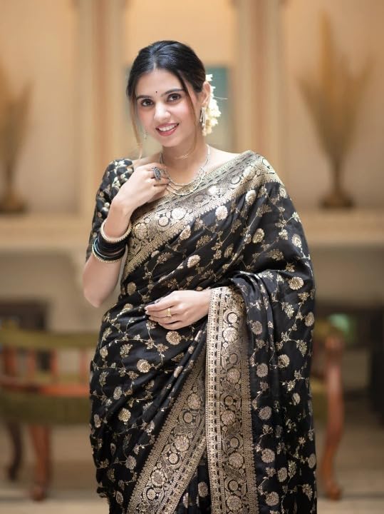 Image of Flosive Women's Soft Kangivaram Silk Saree With Copper Zari Weaving With Boluse