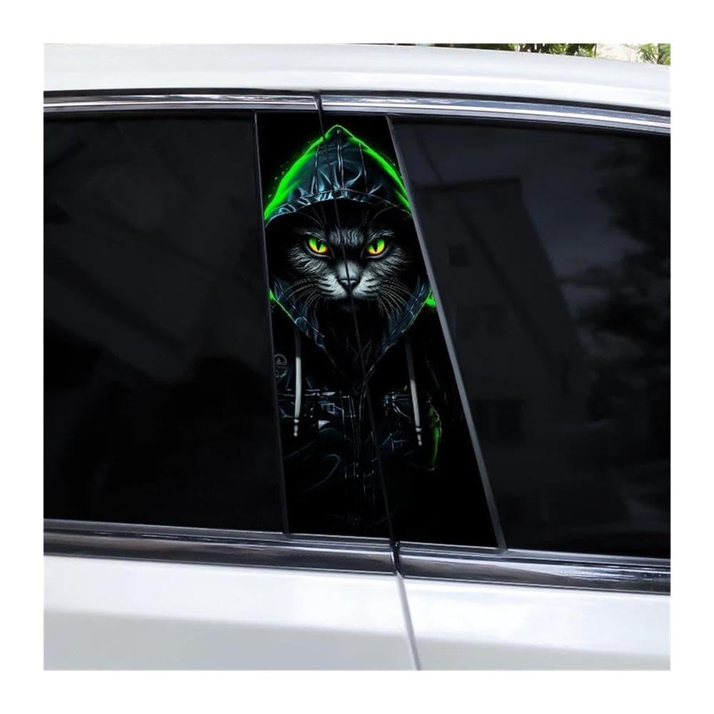 Decorative Items 2pcs Cat Pattern Car B Pillar Waterproof Decal Covering Scratched(F)
