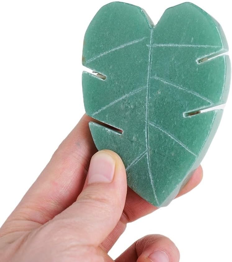 AtkitS 1PC Natural Stone Aventurine Crystal Leaves Healing Gemstone Green Aventurine Leaf Figurine Reiki Crystal Crafts Home Decoration