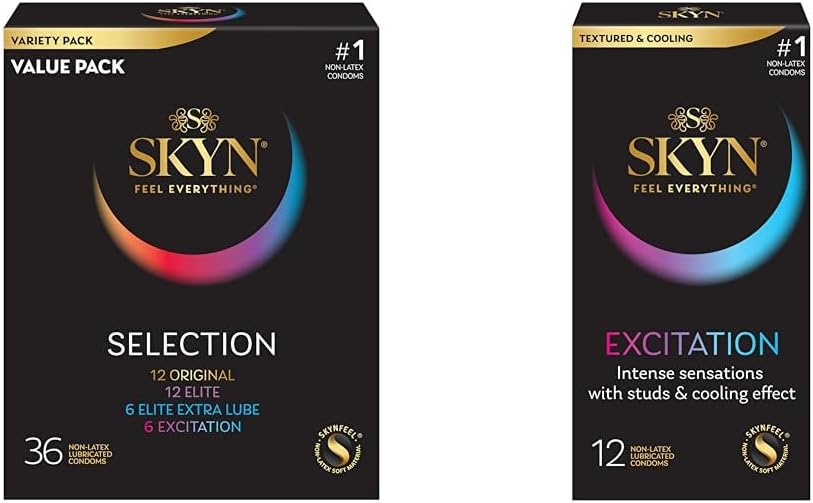 SKYN Selection Non-Latex Condoms, Excitation Condoms - Polyisoprene Material, Extra Sensitive, 36 Count Total