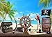 BELECO 7x5ft Fabric Pirate Backdrop for Photography Beach Pirate Ship Wooden Rudder Treasure Map Jewelry Box Barrel Parrot Background Halloween Pirate Party Decor Kids Birthday Photoshoot Photo Props