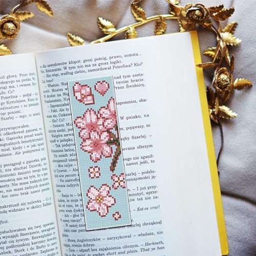 Image of FREEBLOSS 6 Set Bookmark Cross Stitch Kits Stitch Bookmark Cross Stitch Kits with Instructions Bouquet Pattern Embroidery Kit for Beginners Bookmark Making Kit for Gifts
