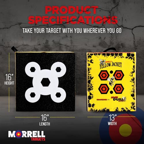 Image of Morrell Yellow Jacket Dual Threat Foam Archery Target Block for Compound Bows and Crossbows, with 4 Sides and 32 Bullseyes, Yellow