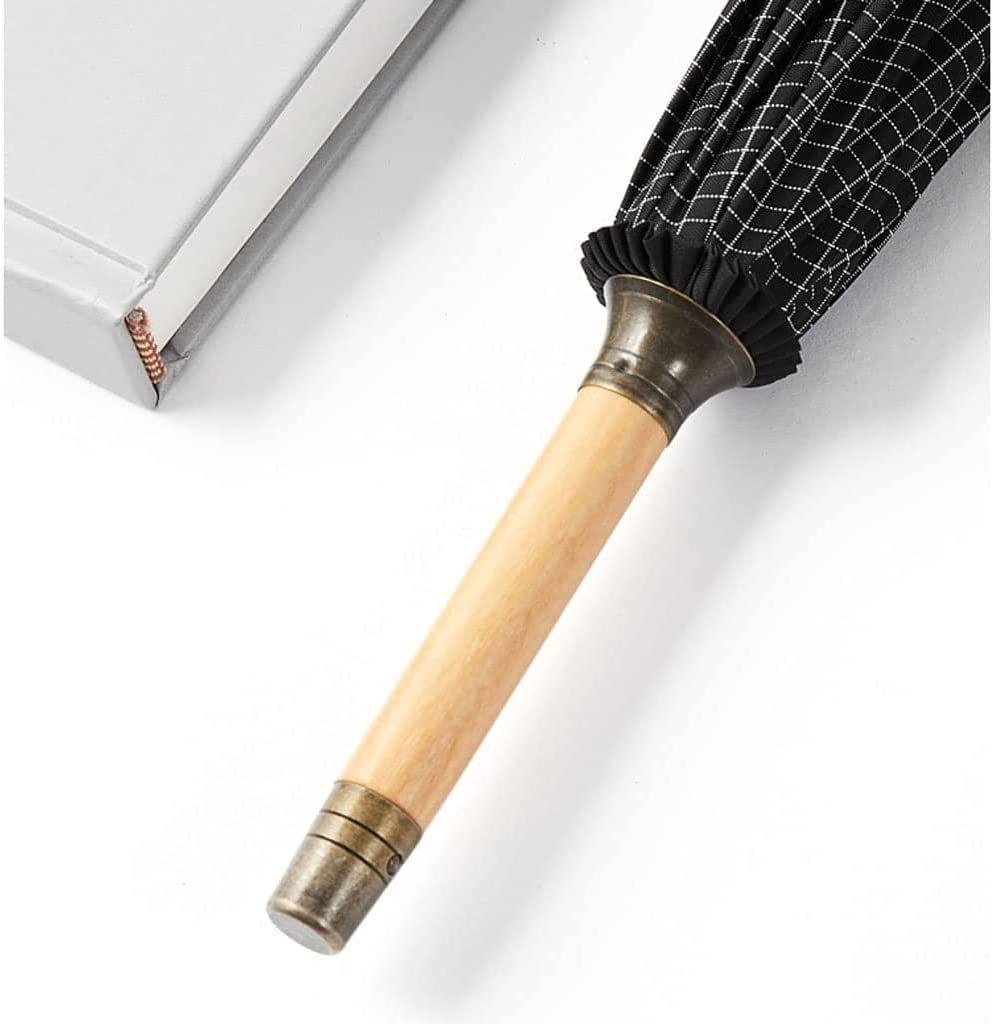 Ombrelli Pioggia Ombrello da Golf 10 Ossa Ombrello con Bastone Antivento Manico in bambù Ombrello Ventilato con Baldacchino Manuale da Uomo retrò Ombrello