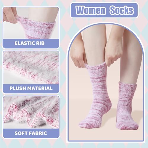 Image of SISOSOCK 5 Pairs Fuzzy Soft Cozy Comfortable Socks for Women, Casual Sleep Comfy Socks, Perfect Warm Winter Gifts for Women