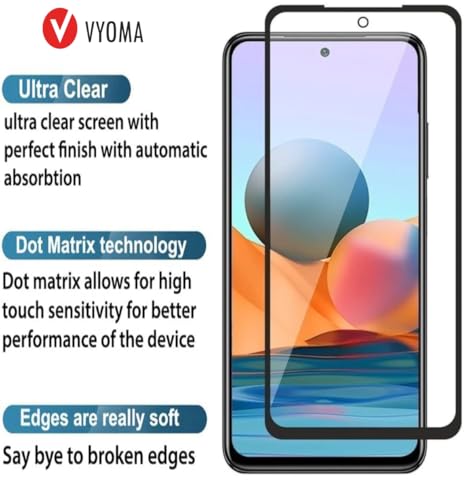 Image of VYOMA Military-Grade Gorilla Tempered Glass for Redmi Note 10 Pro / Note 10 Pro Max / Note 11 Pro / Note 11 Pro+ / Mi 11i / Mi 11X / Mi 11X Pro (Black) Edge to Edge Full Screen Coverage | Scratch Resistant | Easy Installation Kit | Screen Protector for Smartphone | Bubble-Free | Ultra Clear HD Glass | Oleophobic Coating | Pack of 1