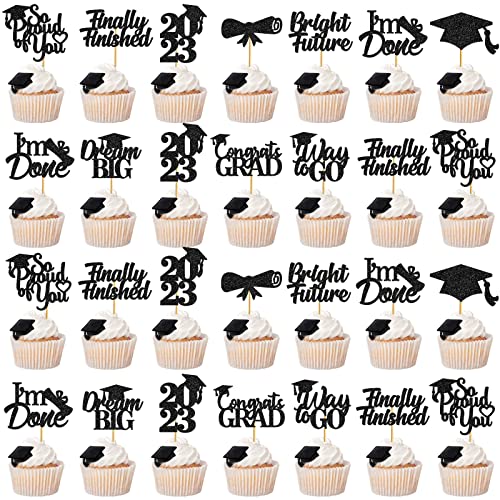 40Pcs Black Glitter 2023 Cupcake Toppers Graduation Graduation Cupcake Picks Graduation Cupcake Toppers 2023 Class Of 2023 Cupcake Toppers Graduation Party Decorations 2023 #TOP2