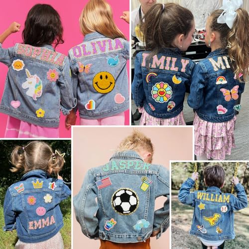 Personalized Denim Jacket for Girls Boys Kids & Toddler, Girls' Spring Autumn Denim Jackets Outerwear, Personalized Baby Gifts, Custom 1-8st Christmas Birthday Gifts for Girls Boys2