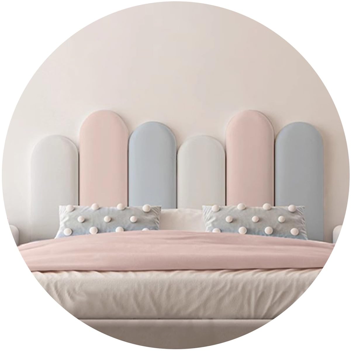 Tête De Lit Tapissée, 3.2cm D'épaisseur Panneau Mural 3D Rembourré Anti-Collision Coussin Mural Auto-Adhésive pour Lit Complet, Lit Queen Et Lit King
