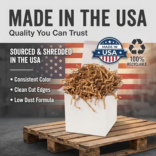 Image of BOX USA Kraft Crinkle Paper Filler (40lb) - Shredded Paper for Basket Stuffing, Shipping, Packaging, Confetti, Crafts & Holidays - Crinkle Cut